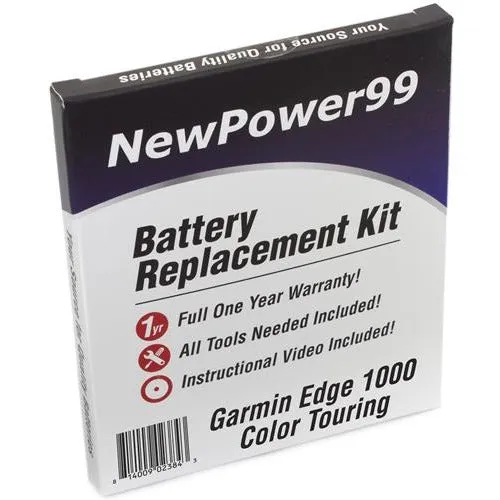 Garmin Edge 1000 Color Touring Battery Replacement Kit with Tools, Video Instructions, Extended Life Battery and Full One Year Warranty