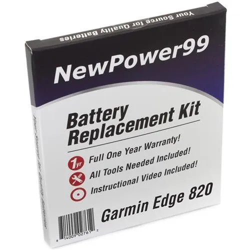 Garmin Edge 820 Battery Replacement Kit with Tools, Video Instructions, Extended Life Battery and Full One Year Warranty