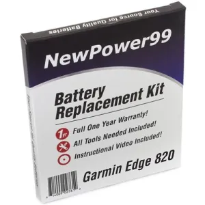 Garmin Edge 820 Battery Replacement Kit with Tools, Video Instructions, Extended Life Battery and Full One Year Warranty