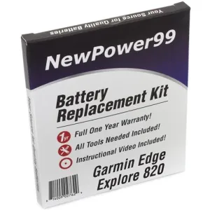 Garmin Edge Explore 820 Battery Replacement Kit with Tools, Video Instructions, Extended Life Battery and Full One Year Warranty