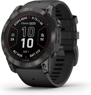 Garmin fēnix 7X Pro Sapphire Solar, Multisport GPS Smartwatch, Built-in Flashlight, Solar Charging Capability, 010-02778-10, Black