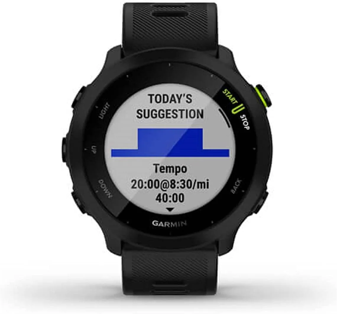 Garmin Forerunner 55, GPS Running Watch with Daily Suggested Workouts, Up to 2 weeks of Battery Life, Black (Renewed)