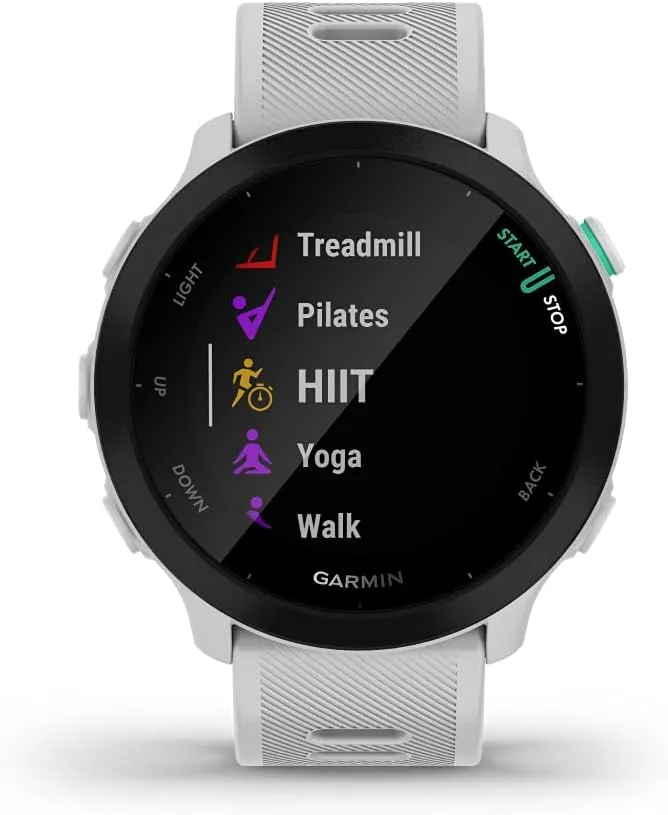 Garmin Forerunner 55, GPS Running Watch with Daily Suggested Workouts, Up to 2 weeks of Battery Life, White