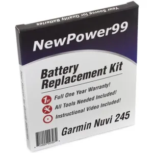 Garmin Nuvi 245 Battery Replacement Kit with Tools, Video Instructions, Extended Life Battery and Full One Year Warranty