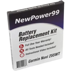 Garmin Nuvi 255WT Battery Replacement Kit with Tools, Video Instructions, Extended Life Battery and Full One Year Warranty