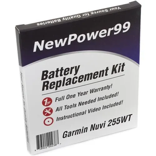 Garmin Nuvi 255WT Battery Replacement Kit with Tools, Video Instructions, Extended Life Battery and Full One Year Warranty
