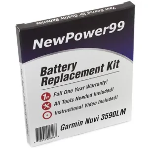 Garmin Nuvi 3590LM Battery Replacement Kit with Tools, Video Instructions, Extended Life Battery and Full One Year Warranty