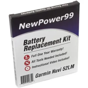 Garmin Nuvi 52LM Battery Replacement Kit with Tools, Video Instructions, Extended Life Battery and Full One Year Warranty