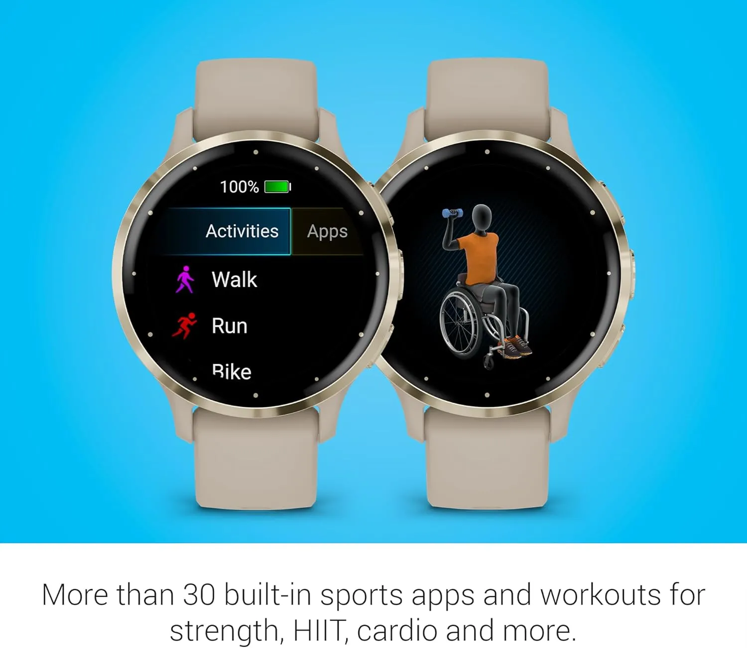 Garmin Venu 3S Running GPS Smartwatch with AMOLED Display, Advanced Health, Fitness Features, Up to 14 Day Battery Life with Signature Power Bundle | Soft Gold with French Gray Silicone Band