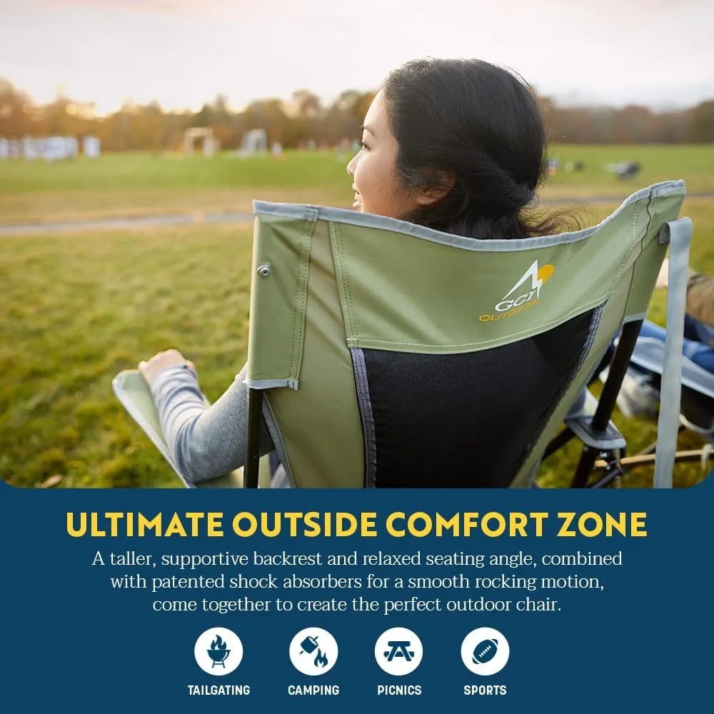 GCI Outdoor Comfort Pro Rocker Collapsible Rocking Chair & Outdoor Camping Chair, Indigo Blue