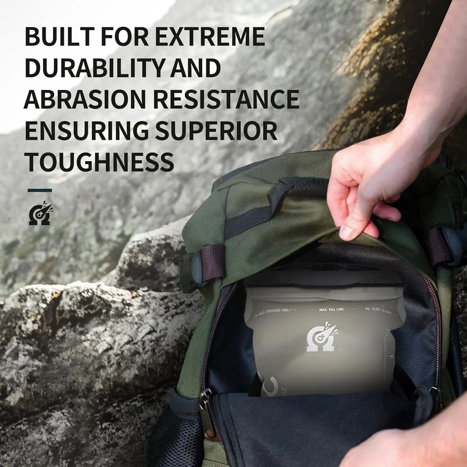 GLANC Hydration Bladder - 2L / 3L Water Bladder for Hiking Backpack, BPA Free Leakproof Water Reservoir for Hydration Pack, Insulated Hose & High Flow Bite Valve