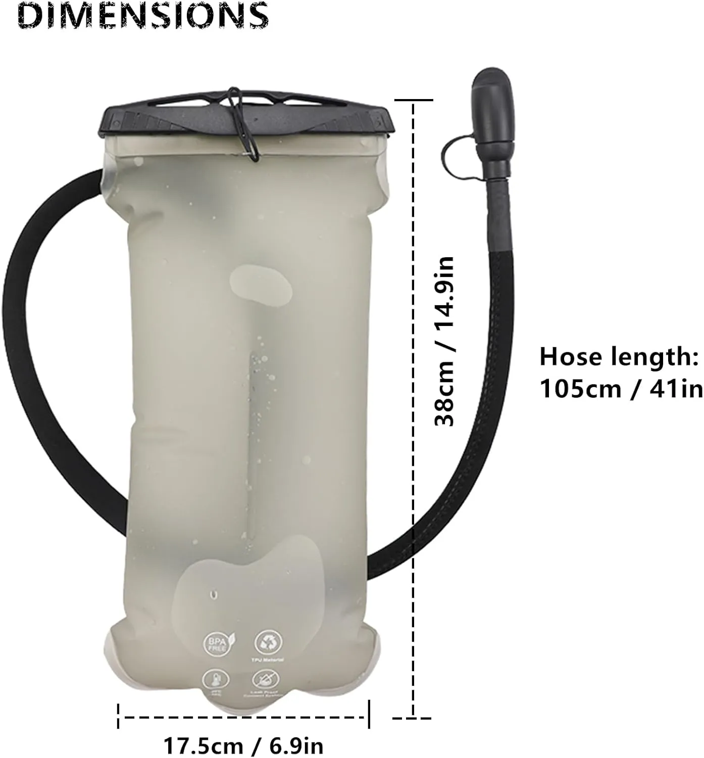 GLANC Hydration Bladder - 2L / 3L Water Bladder for Hiking Backpack, BPA Free Leakproof Water Reservoir for Hydration Pack, Insulated Hose & High Flow Bite Valve