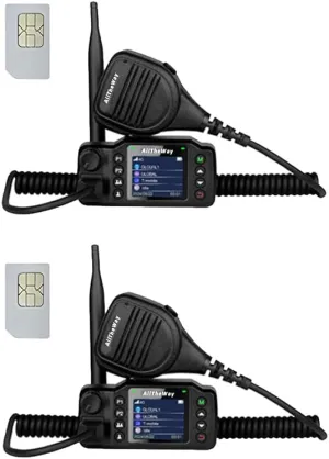 Global PoC Mobile Radios with SIM Cards for Car and Vehicle Use, Nationwide Push to Talk Radios with Handheld Microphone (2pcs, No GPS)