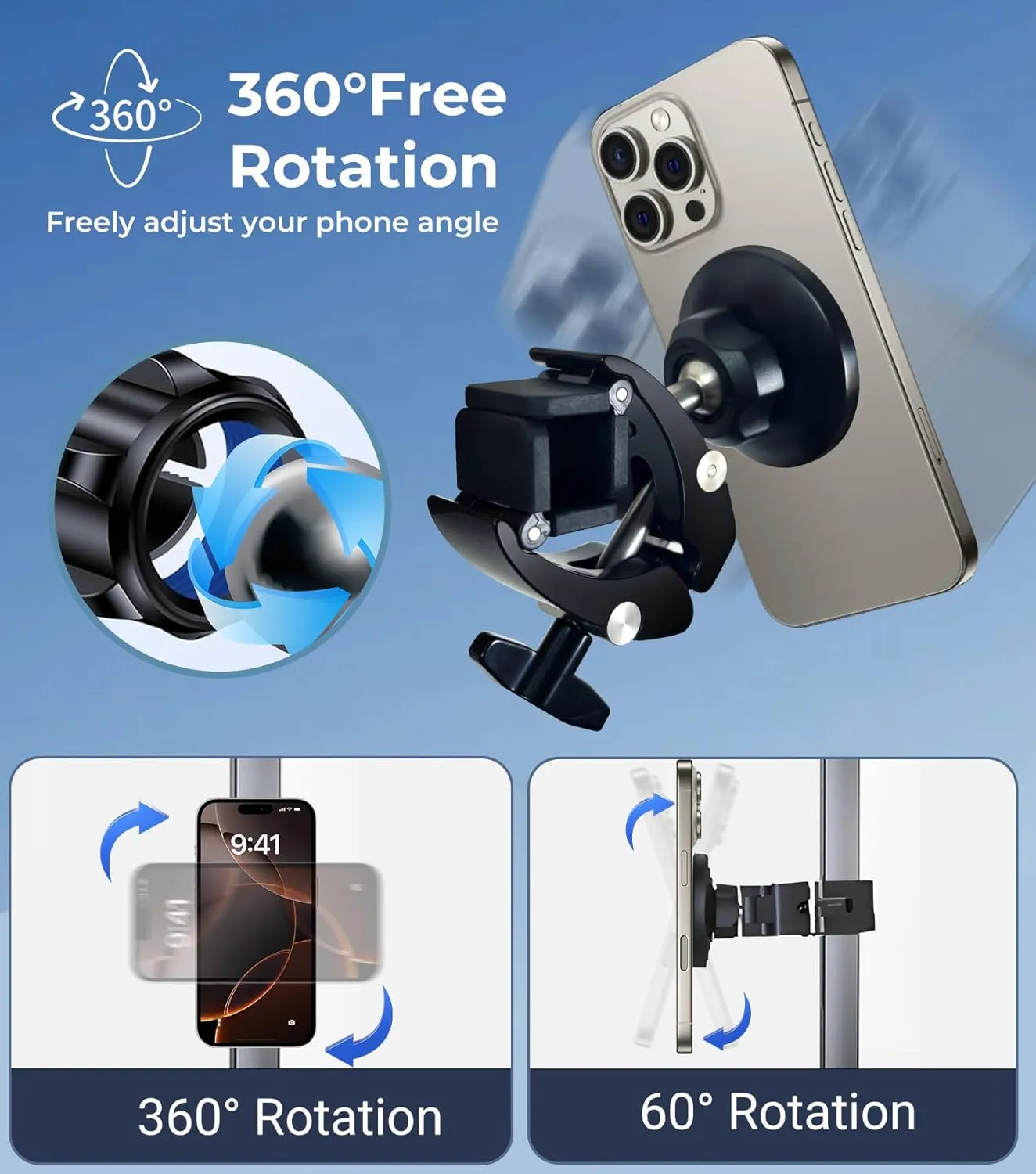 Golf Cart Magnetic Phone Holder Mount Compatible with EZGO/Club Car/Yamaha, Compatible with iPhone/Galaxy/Google Pixel, Ultra Strength Magnet/360° Rotatable/One-Handed Pick & Place