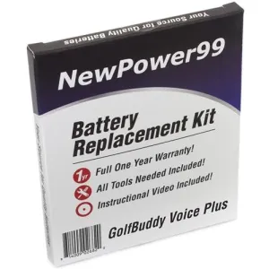 GolfBuddy Voice Plus Battery Replacement Kit with Tools, Video Instructions, Extended Life Battery and Full One Year Warranty