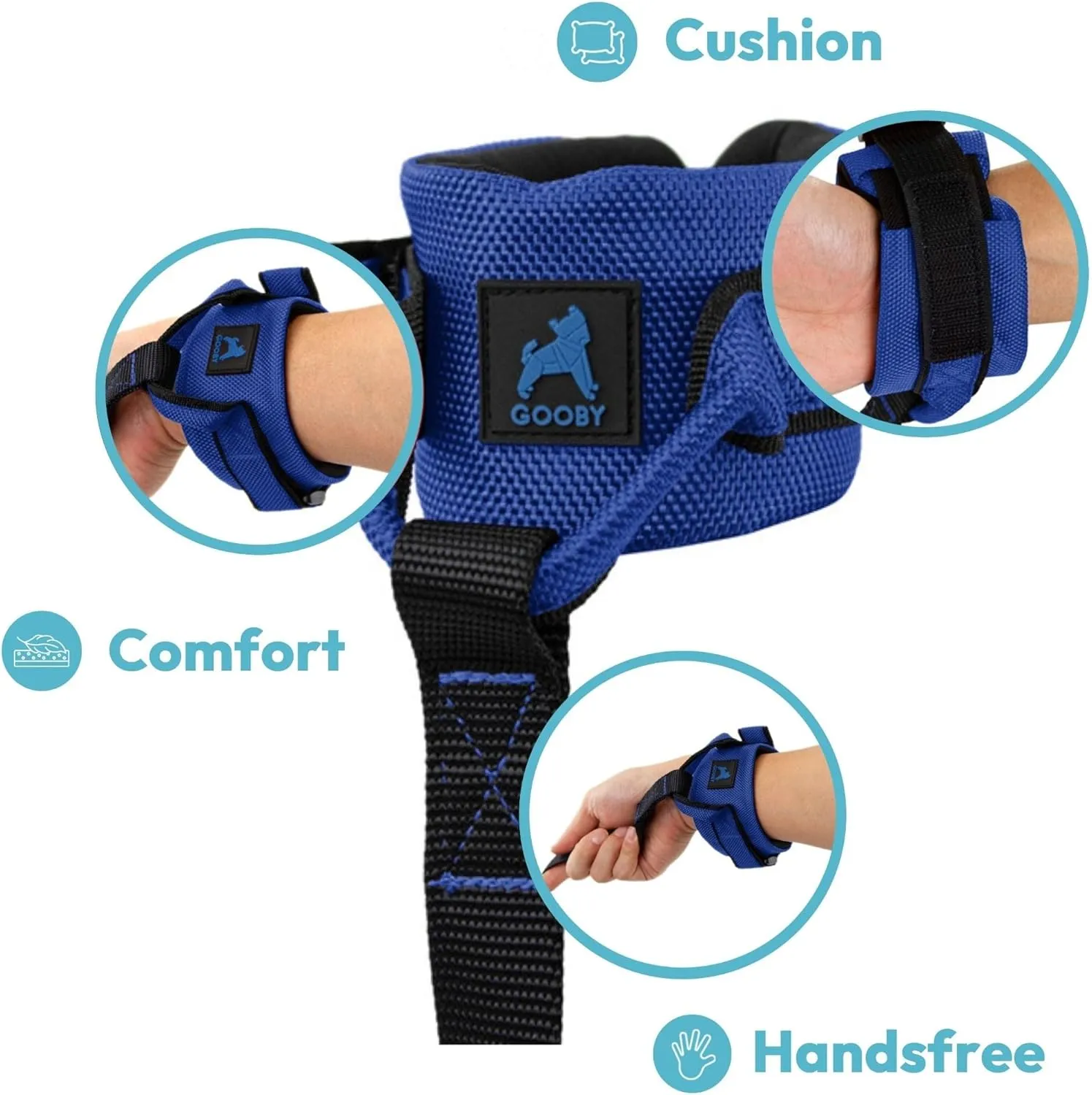 Gooby Easy Fit Wrist Band Surfer Leash - Blue, 6 FT - Comfortable Hands Free Leash with Elastic Band for Small, Medium and Large Dogs
