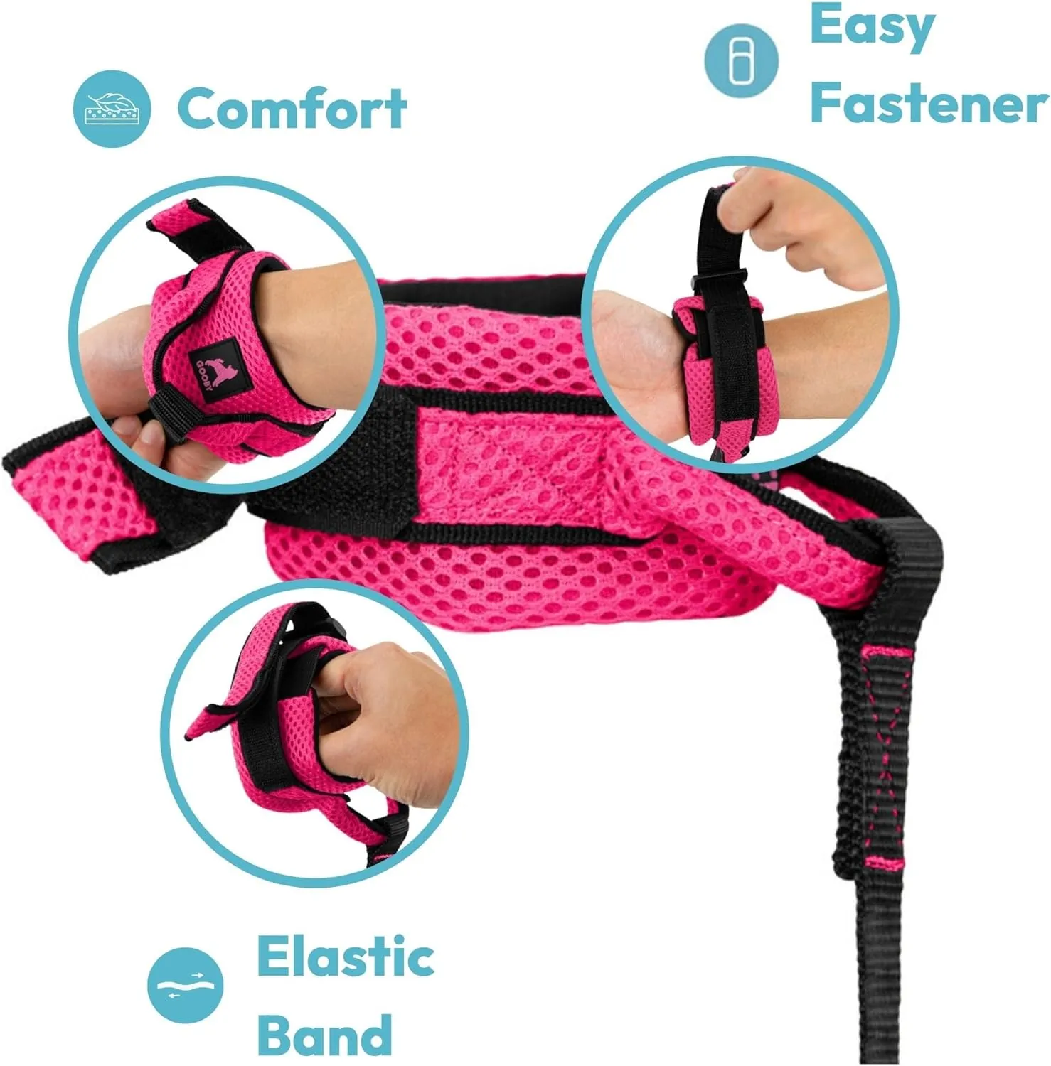 Gooby Soft Mesh Wrist Band Surfer Leash - Sea Blue, 6 FT - Comfortable Hands Free Leash with Elastic Band for Small, Medium and Large Dogs