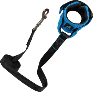 Gooby Soft Mesh Wrist Band Surfer Leash - Sea Blue, 6 FT - Comfortable Hands Free Leash with Elastic Band for Small, Medium and Large Dogs