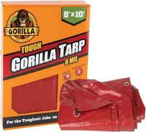 Gorilla 8' x 10' Tough Tarp (97031) - Heavy-Duty, Waterproof, and Versatile Outdoor Protection. Reinforced Edges & Hem & Durable Material. Ideal for Camping, Gardening, and More.……