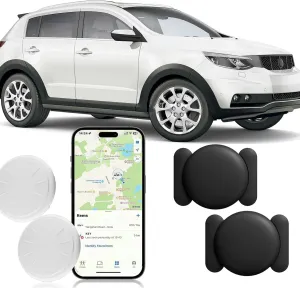 GPS Car Tracker,Vehicle Tracker with Magnetic Case,Real-Time Location Tracker Work with Apple Find My(iOS Only),No Monthly Fee Real-time GPS Tracker for Car,Van,Motorbike,Caravan,etc. (Black,2PCS)