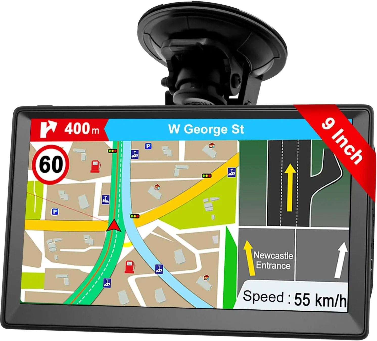 GPS Navigation for Car Truck 2024 - Navigation System 9 Inch Touchscreen Navigator with US/CA/MX Maps, Lifetime Free Map Updates, Voice Broadcast, Speed Camera Warning, Vehicle GPS Unit Handheld
