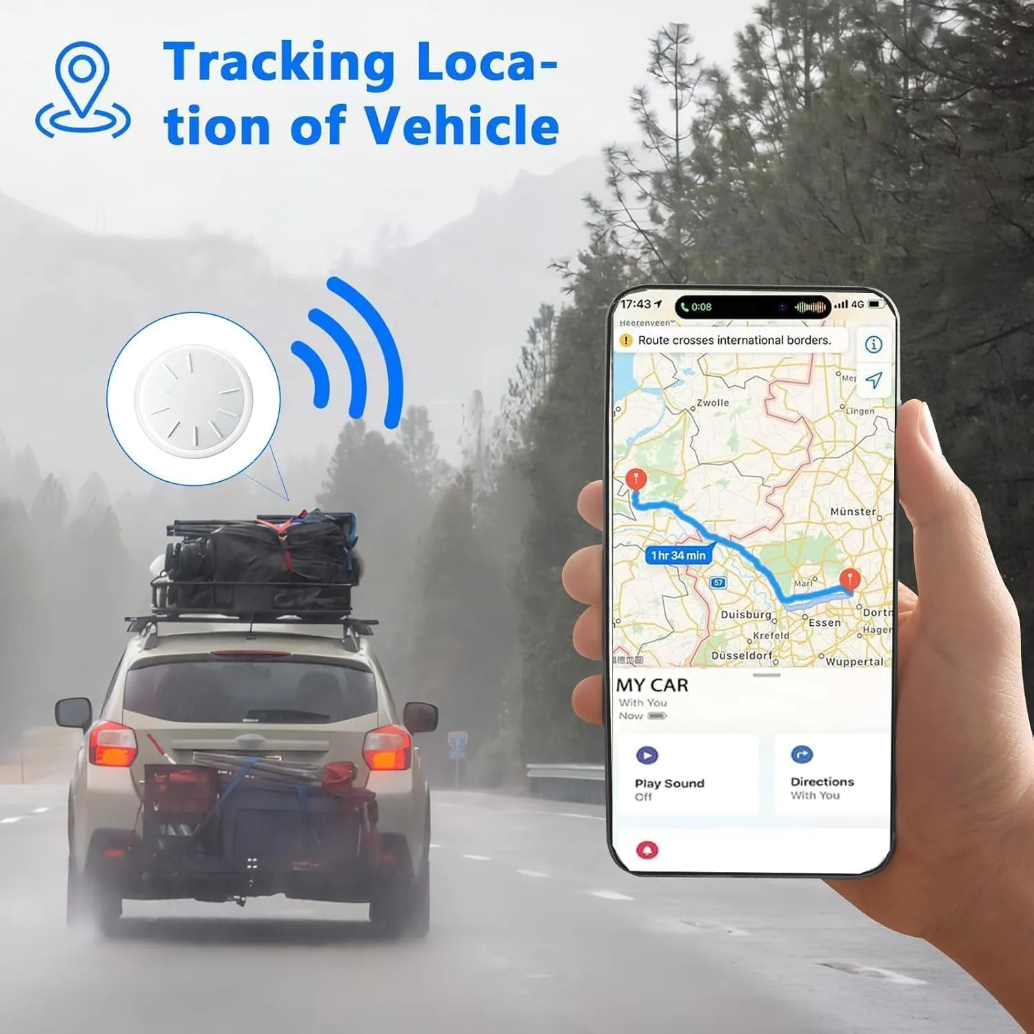 GPS Tracker for Vehicles,Car Tracker Work with Apple Find My(iOS Only),Strong Magnetic Case Adsorption,Real-Time Positioning Tracking Device for Vehicles,Truck,Bicycle,Motorbike,Caravan (Black,2PCS)