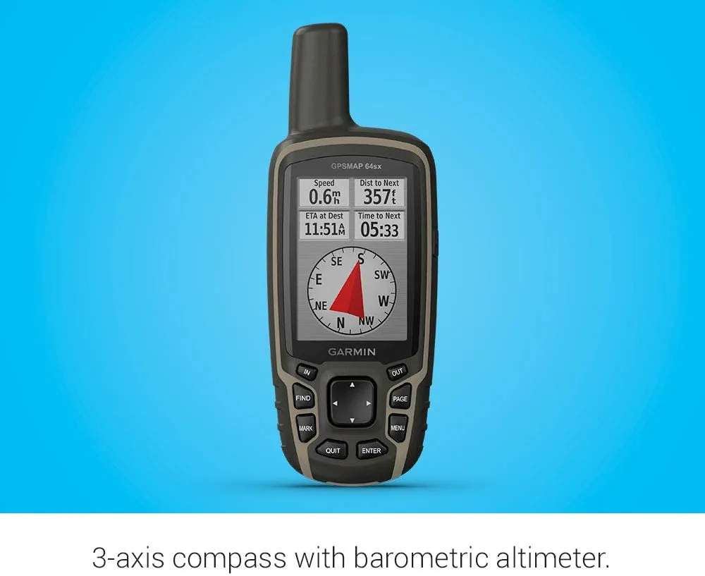 GPSMAP 64sx, Handheld GPS with Altimeter and Compass, Preloaded with TopoActive Maps