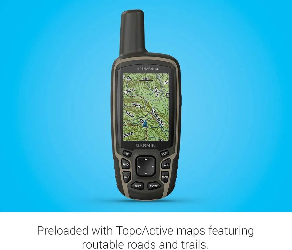 GPSMAP 64sx, Handheld GPS with Altimeter and Compass, Preloaded with TopoActive Maps