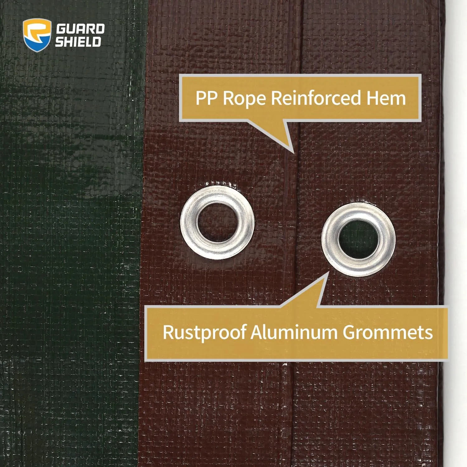 GUARD SHIELD Brown Tarp 8x10 Feet Large Plastic Tarps Heavy Duty Waterproof Outdoor Tarpaulin Cover 12mil