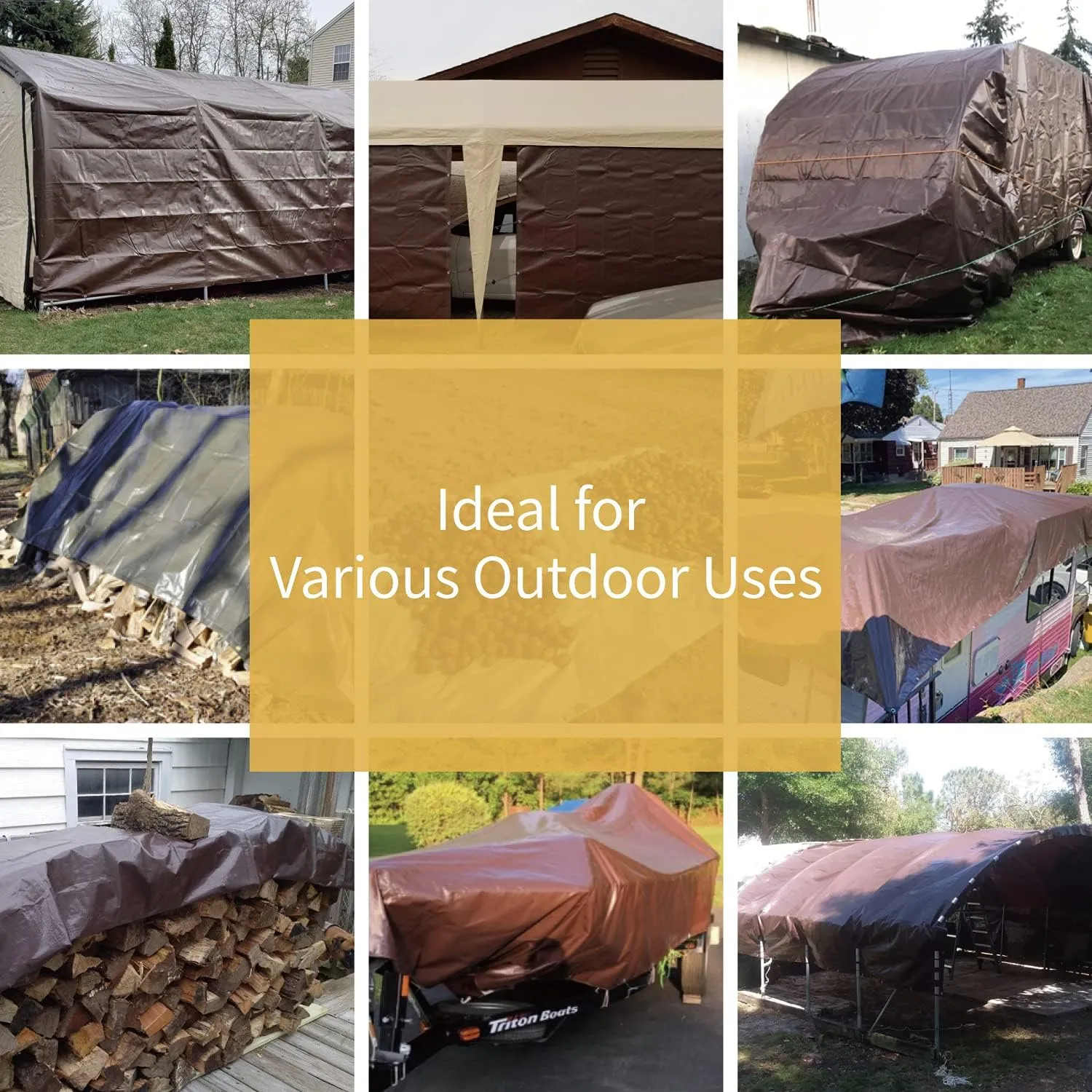 GUARD SHIELD Brown/Green Tarp 16x20 Feet Medium Duty Outdoor Waterproof Multi Purpose Poly Tarps Cover 7mil