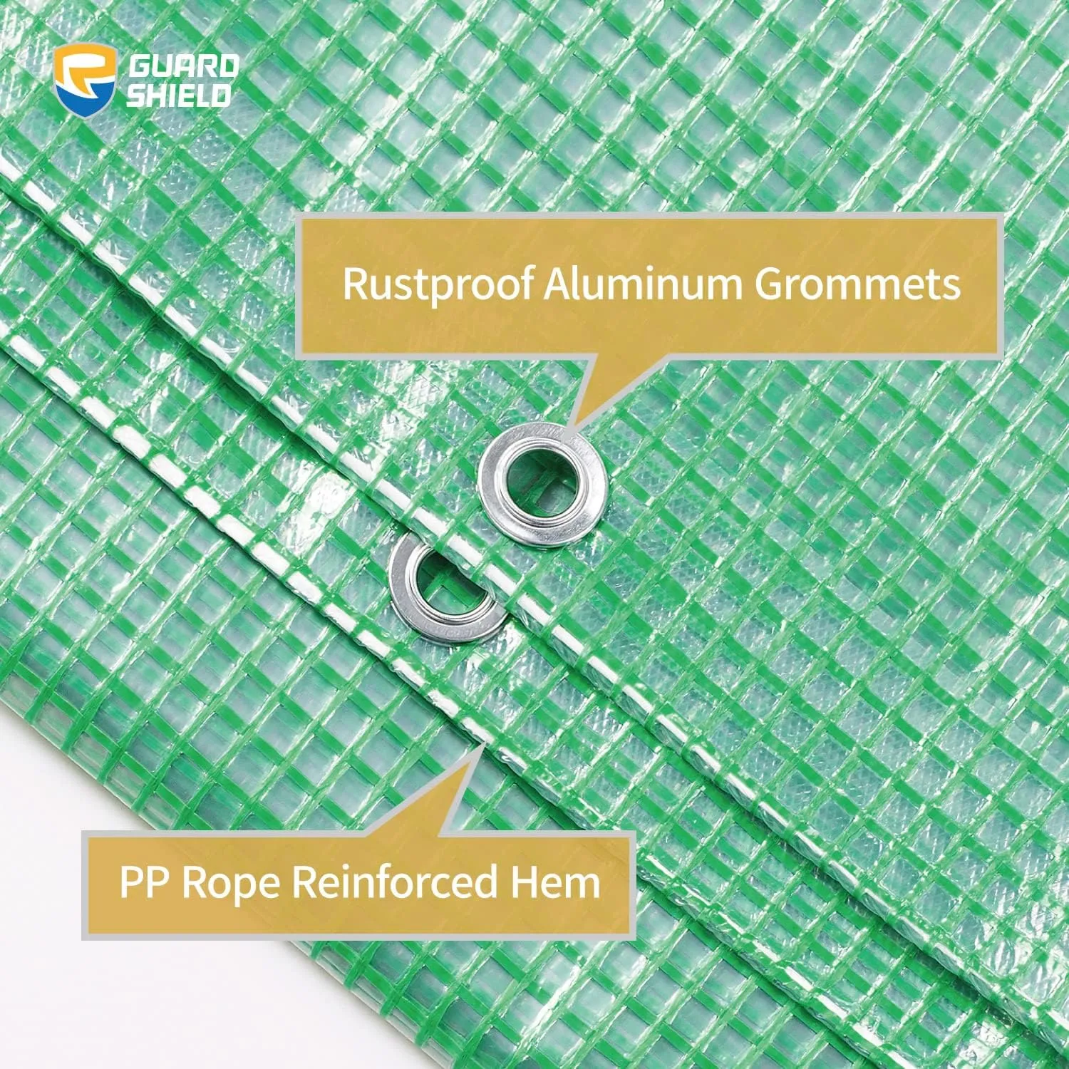 GUARD SHIELD Clear Green Tarp Heavy Duty 12x16 Feet Waterproof for Greenhouse Outdoor Garden Poly Cover UV Resistant 3x3 Weave 10mil