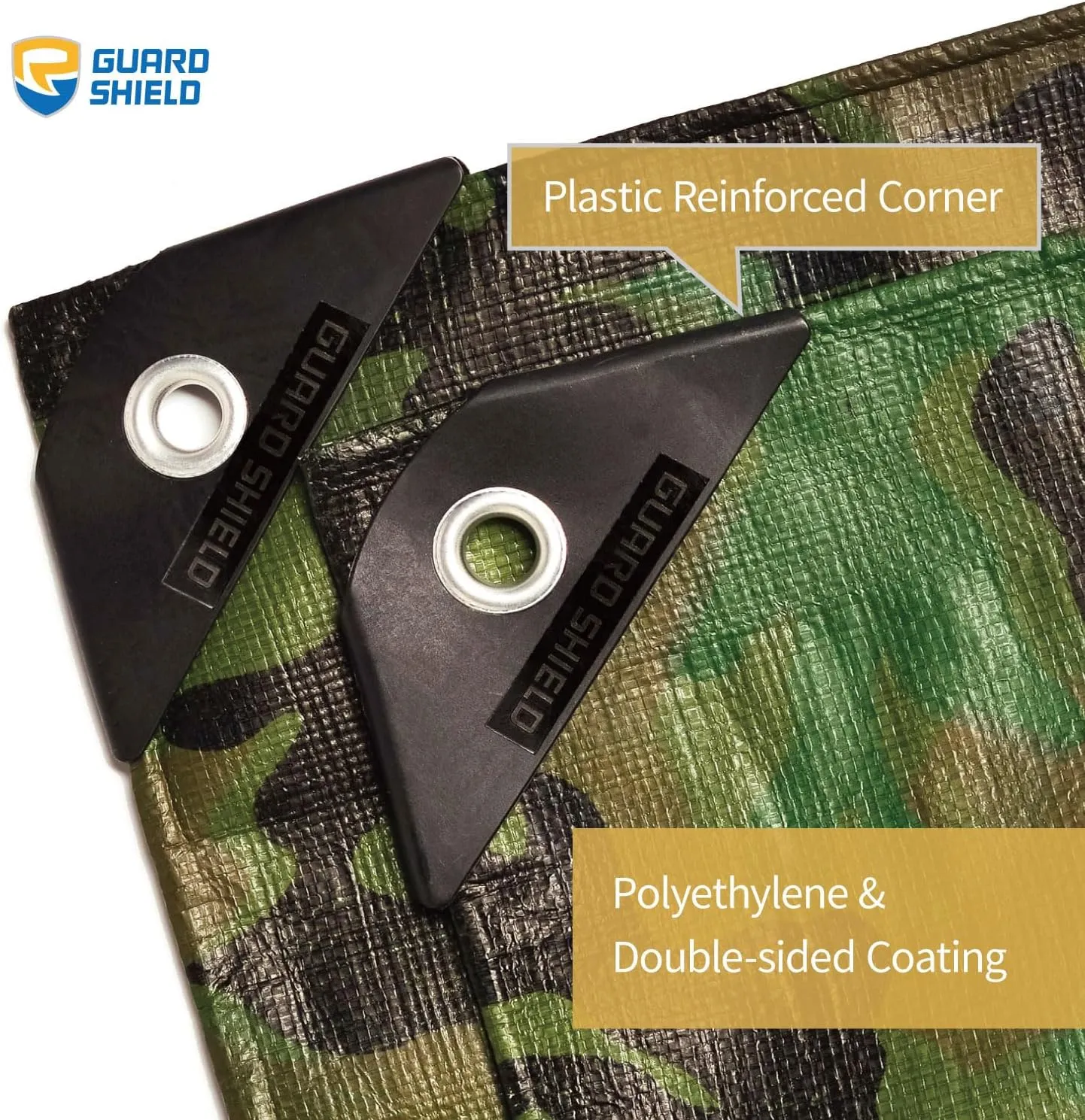 GUARD SHIELD Heavy Duty Camo Tarp Camouflage Tarps Waterproof 12x16 Feet Poly Cover 10mil