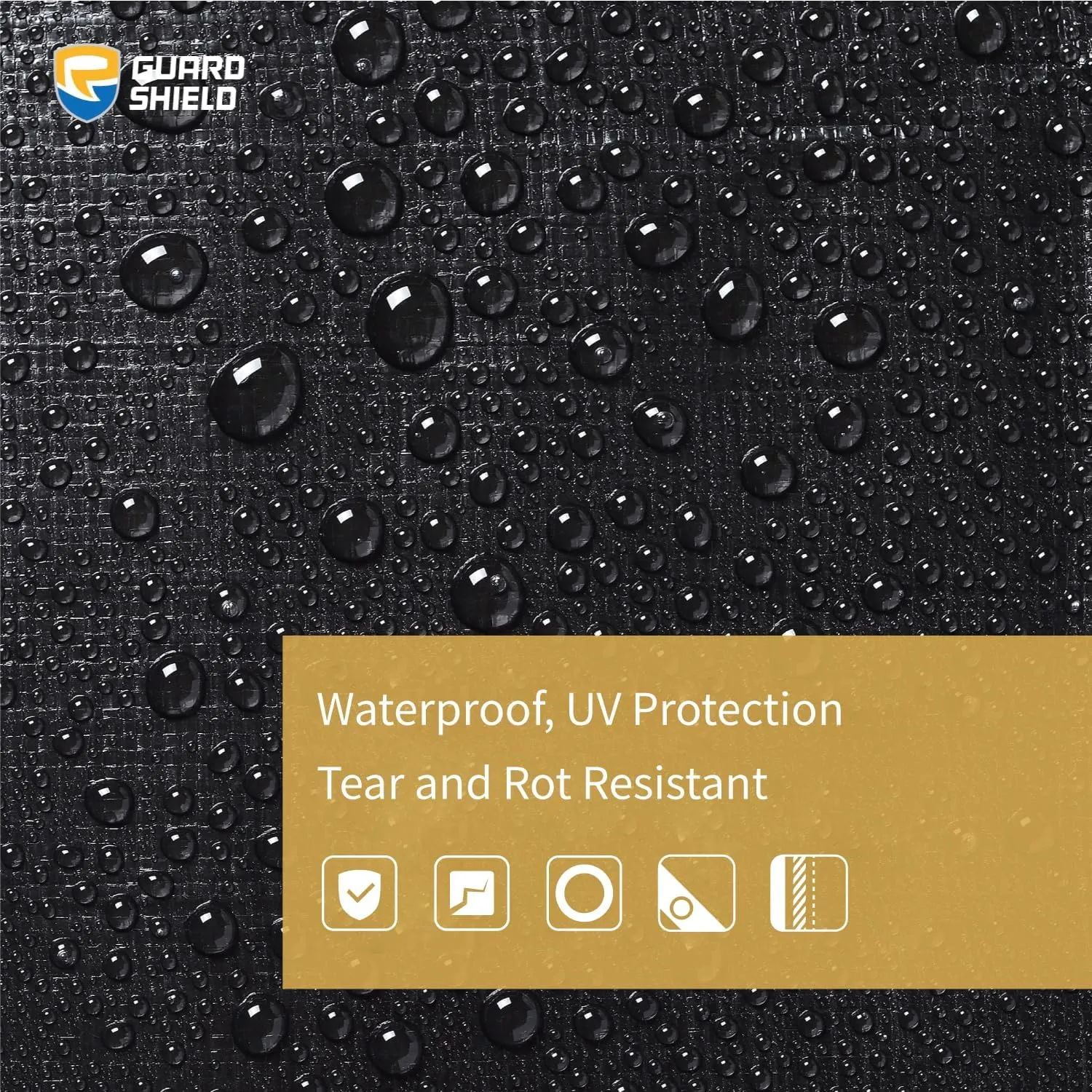 GUARD SHIELD Heavy Duty Tarp 16x16 Feet Black Tarp Large Outdoor Tarps Waterproof with Grommets Cover 12mil