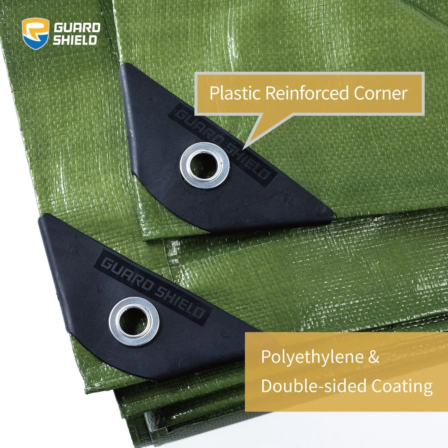 GUARD SHIELD Heavy Duty Tarp 20x20 Feet Green Multi Purpose Thick Waterproof Poly Tarp Cover 10mil