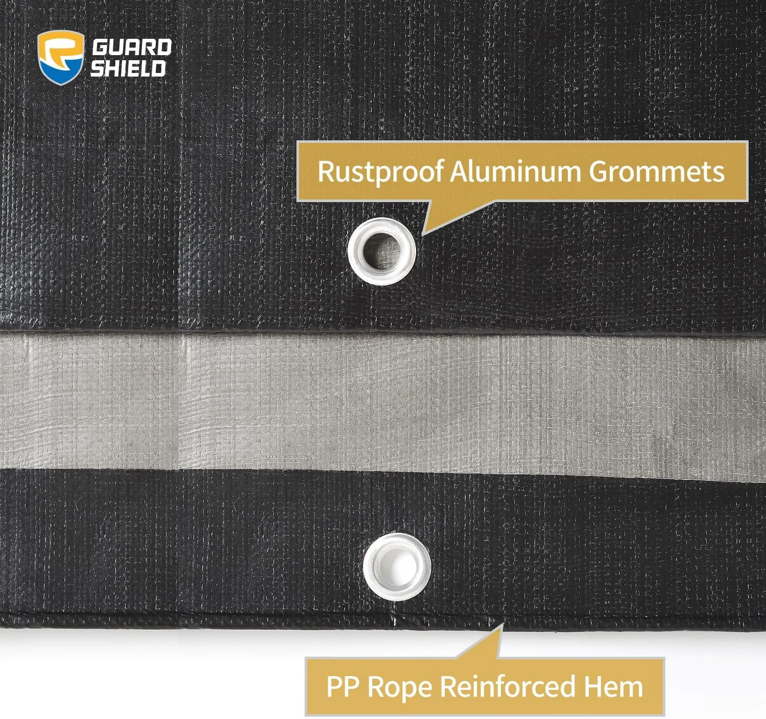 GUARD SHIELD Super Heavy Duty Black/Silver Ploy Tarp Cover 12x16 Feet Waterproof Tarps 16mil Thick UV and Tear Resistant Tarpualin
