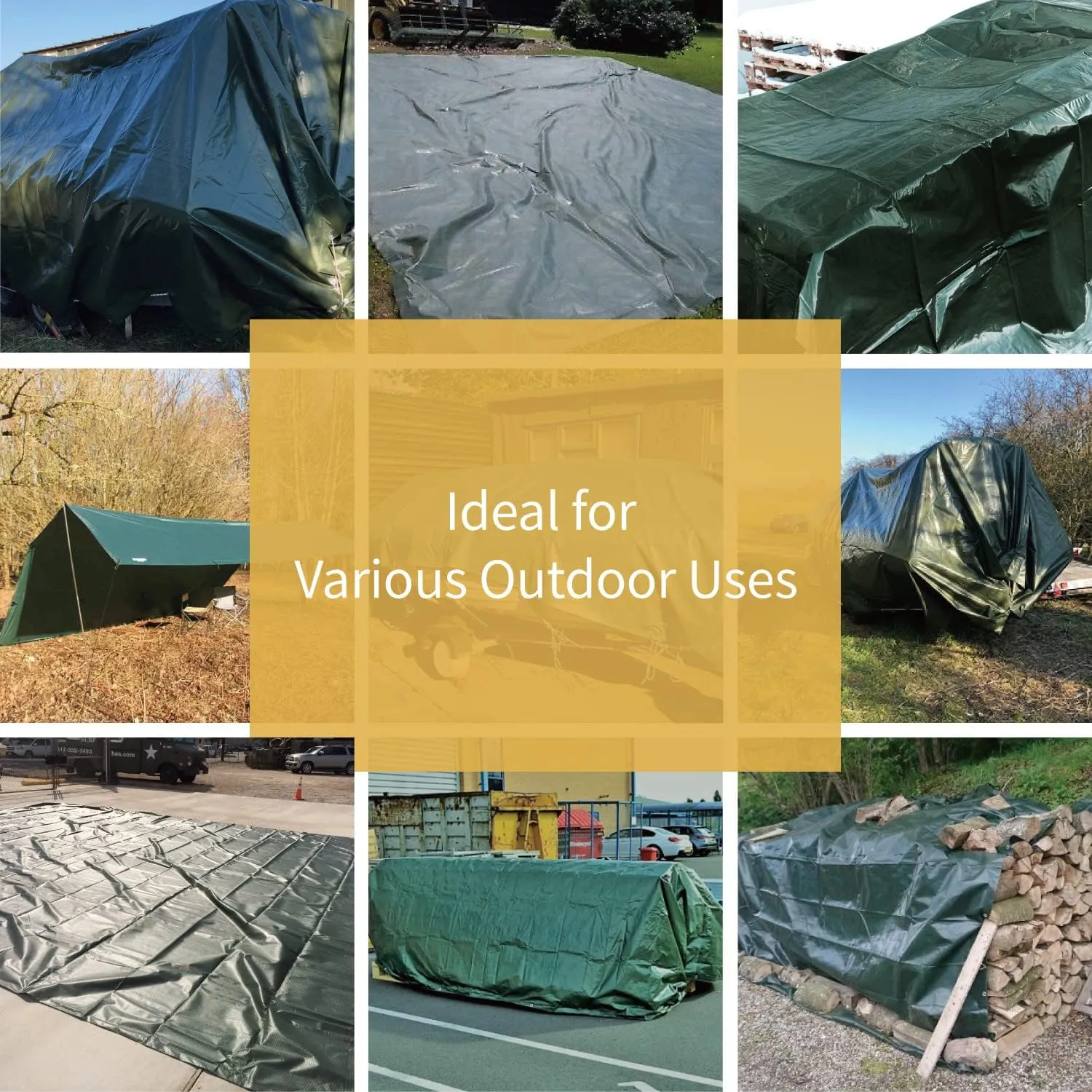 GUARD SHIELD Super Heavy Duty Green/Silver Poly Tarp Cover 8x10 Feet Waterproof 16mil Thick UV and Tear Resistant Tarpaulin with Grommets and Reinforced Edges