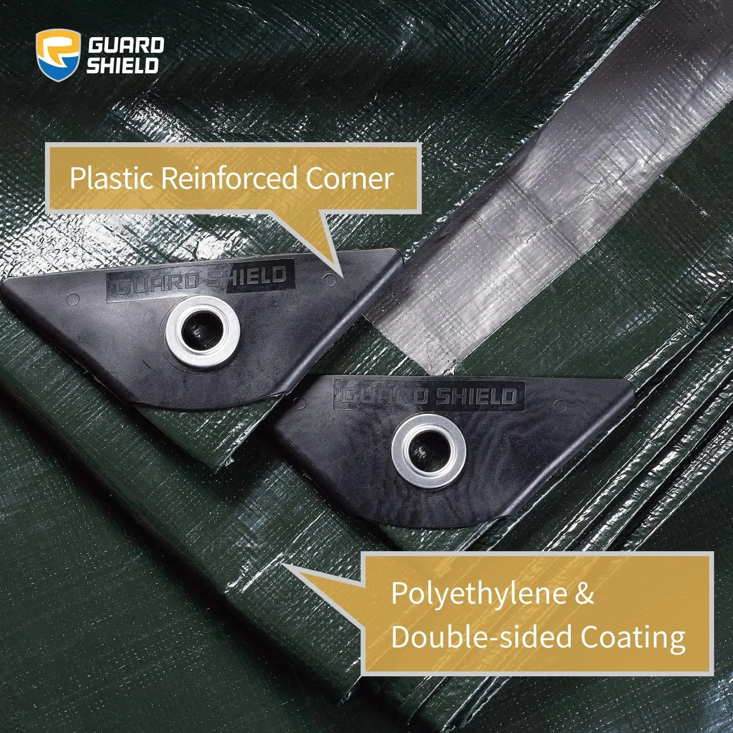 GUARD SHIELD Super Heavy Duty Green/Silver Poly Tarp Cover 8x10 Feet Waterproof 16mil Thick UV and Tear Resistant Tarpaulin with Grommets and Reinforced Edges