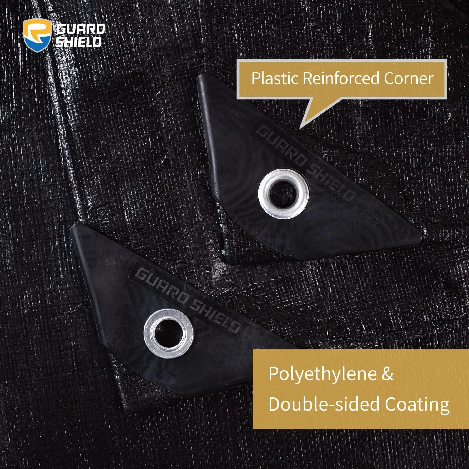 GUARD SHIELD Tarps Heavy Duty Waterproof 10x20 Feet Black Poly Tarp Cover Outdoor Thick UV Resistant Tarpaulin with Grommets 10mil (2-Pack)