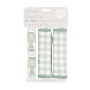 Harness Covers & Pram Pegs- Gingham Sage