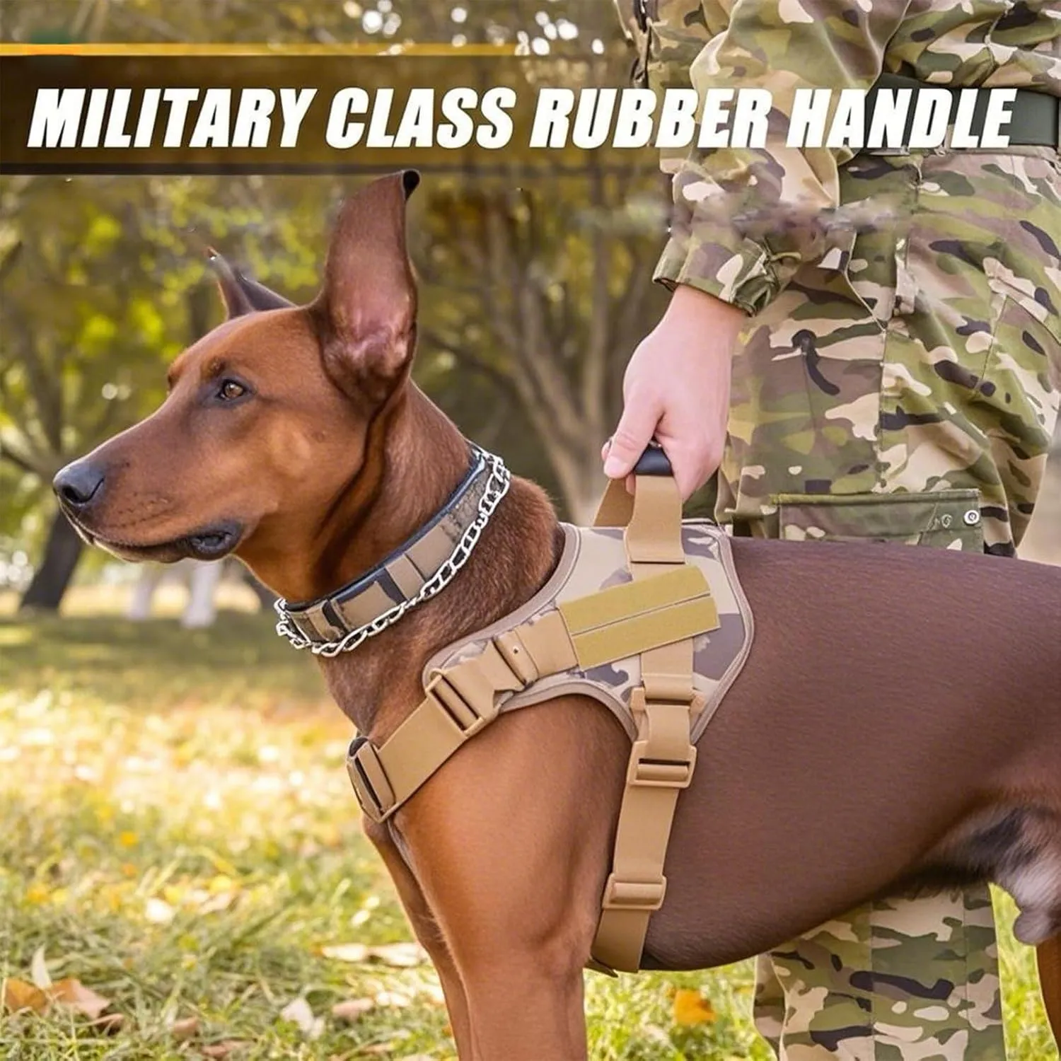 Heavy Duty Tactical Dog Harness for Dogs Adjustable Soft Padded Dog Vest with Hand Woven Pope for Working Dog Harnesses Large (Green, L)
