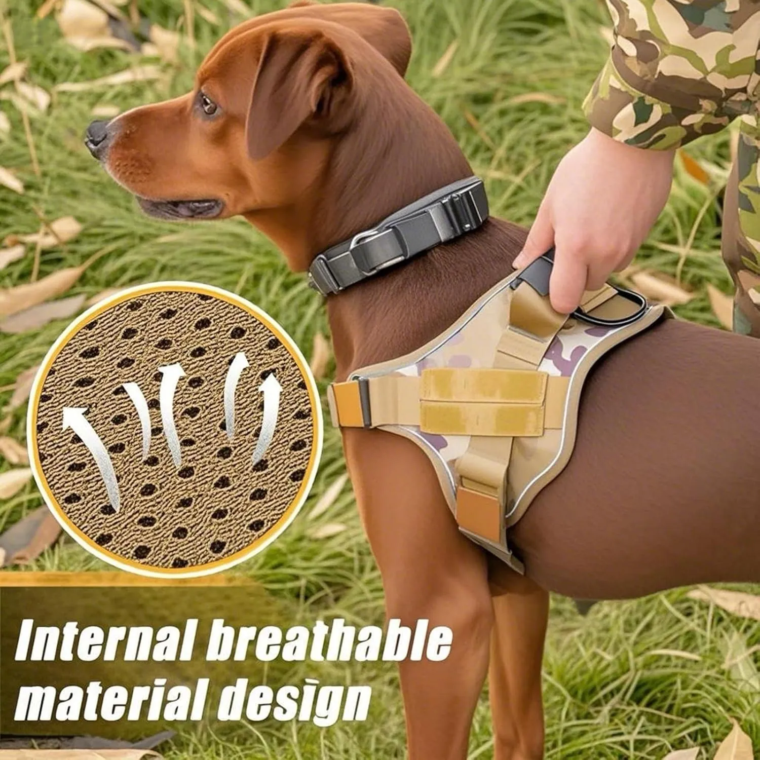 Heavy Duty Tactical Dog Harness for Dogs Adjustable Soft Padded Dog Vest with Hand Woven Pope for Working Dog Harnesses Large (Green, L)