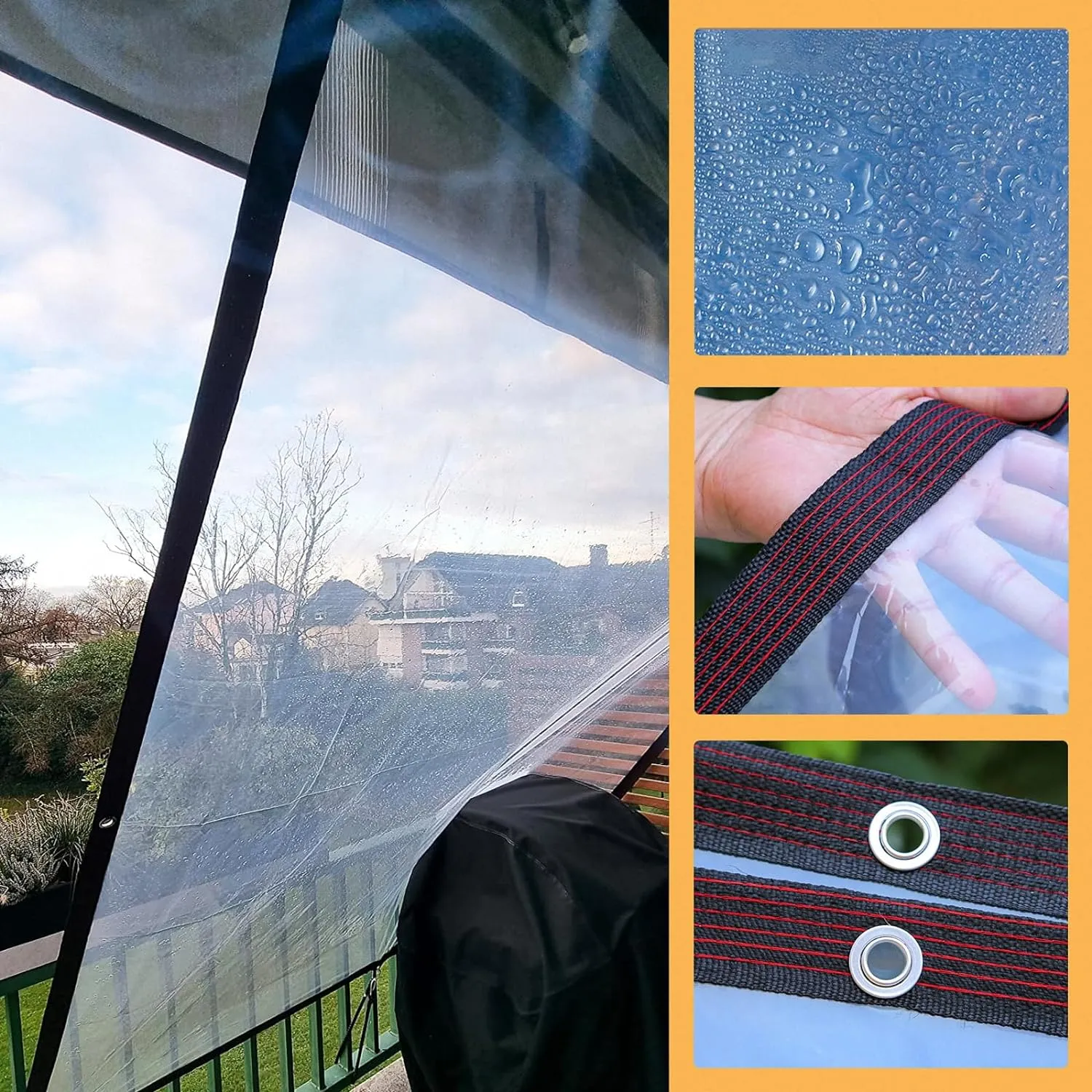 Heavy Duty Waterproof Tarps, 6x6 FT Clear Window Plastic for Winterizing - Vinyl Tarp with Grommets Rope - Ideal for Outdoor Projects DIY Solutions Patio Garden Year-Round Outdoor Spaces
