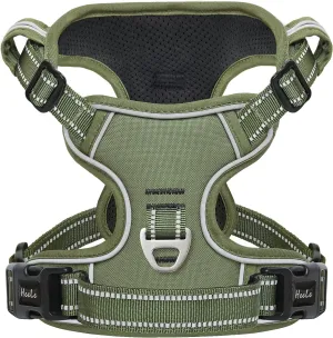 HEELE Dog Harness, Dog Harness for Small Medium Large Dogs No Pull Adjustable Padded Reflective Harness with Handle for Walking Training, Green, S