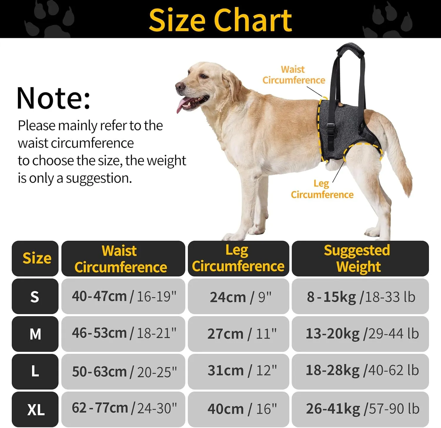 HEYWEAN Dog Sling for Large Dogs Hind Leg Support Harness Ideal for Elderly Injured Arthritic Dogs Provides Rehabilitation Aid for Weak Back Legs Comfortable and Durable Design