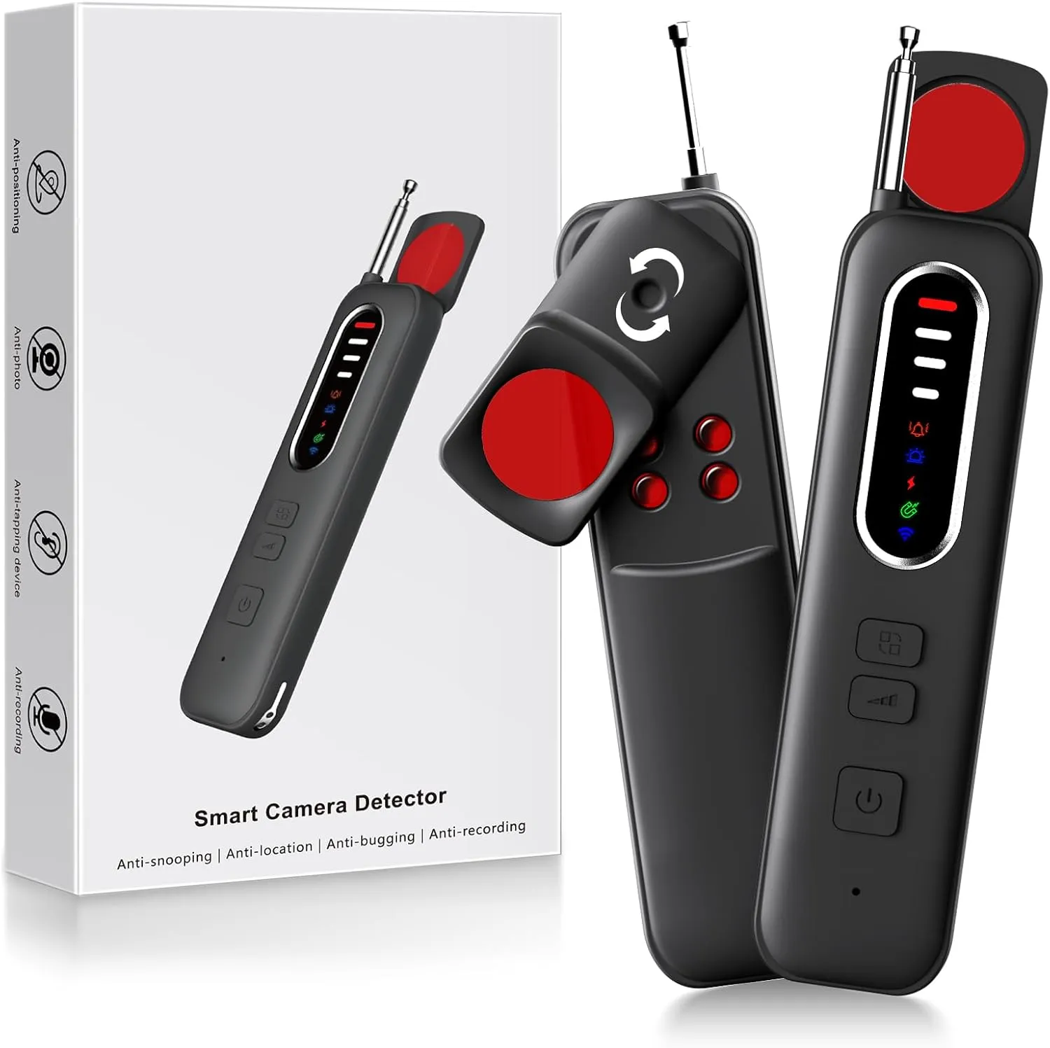 Hidden Camera Detectors - 2025 Pro Bug Detector, Anti Spy Camera Finder & GPS Tracker Detector RF Wireless Device Finder & Vibration Alarm for Travel, Car, Bathroom, Office, 4 Levels 5 Modes