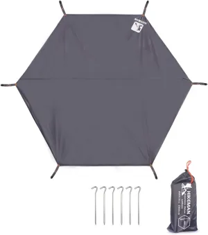 HIKEMAN Hexagonal Tent Footprint,1-4 Person Ultralight Waterproof Tent Tarp Ground Sheet Mat with 6 Tent Stakes for Camping Hiking Picnic Backpacking