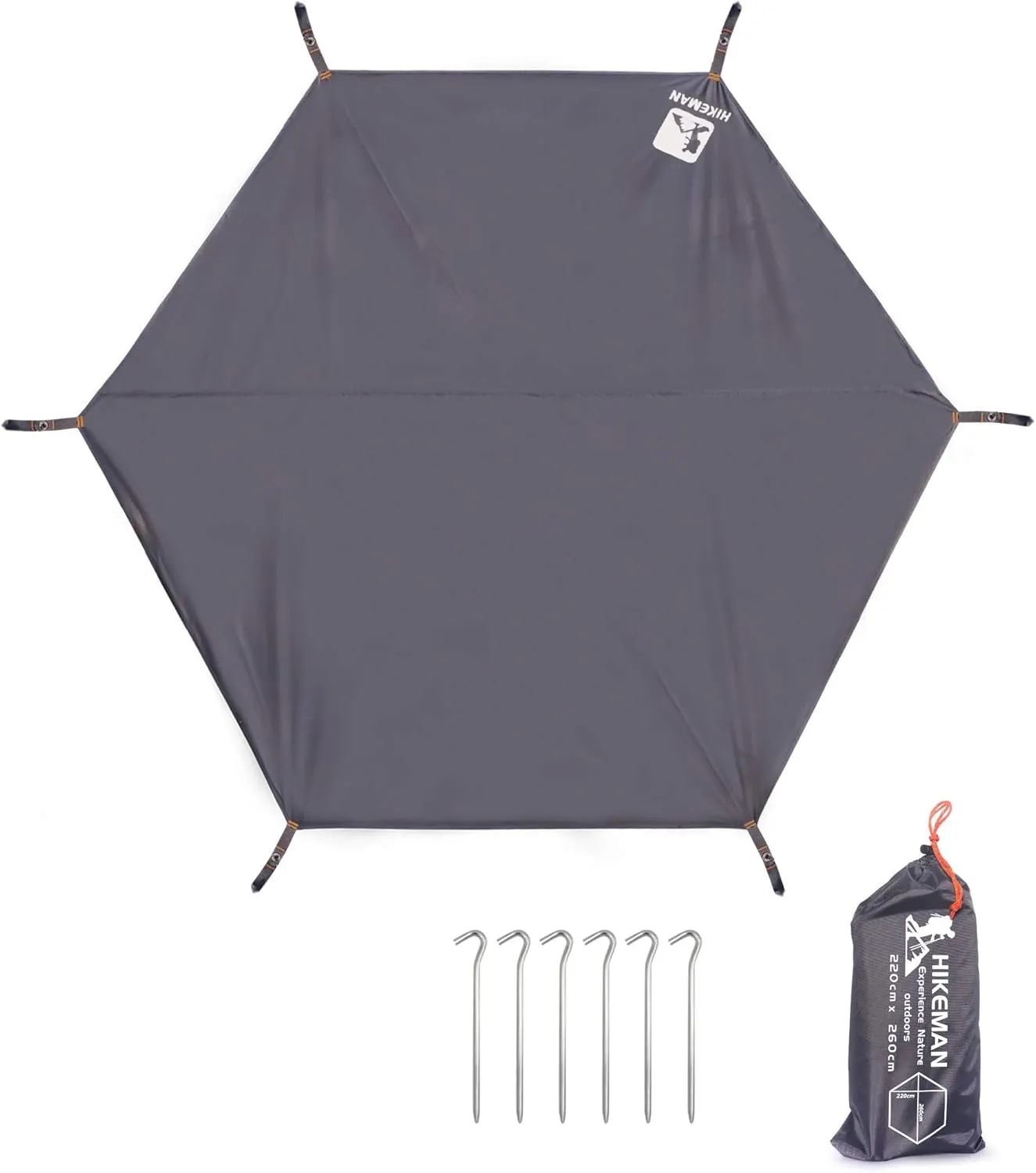 HIKEMAN Hexagonal Tent Footprint,1-4 Person Ultralight Waterproof Tent Tarp Ground Sheet Mat with 6 Tent Stakes for Camping Hiking Picnic Backpacking