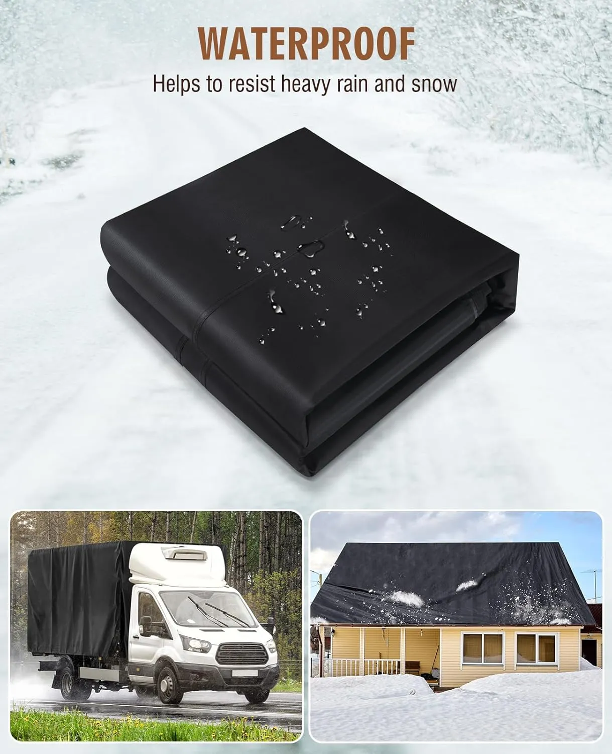 HIRALIY 20 Mil Heavy Duty Waterproof Tarp, 10x20ft Black Tarpaulin with Reinforced Webbing Loops, Multipurpose Oxford Canvas Tarp for Firewood, Roof, Camping, Pool