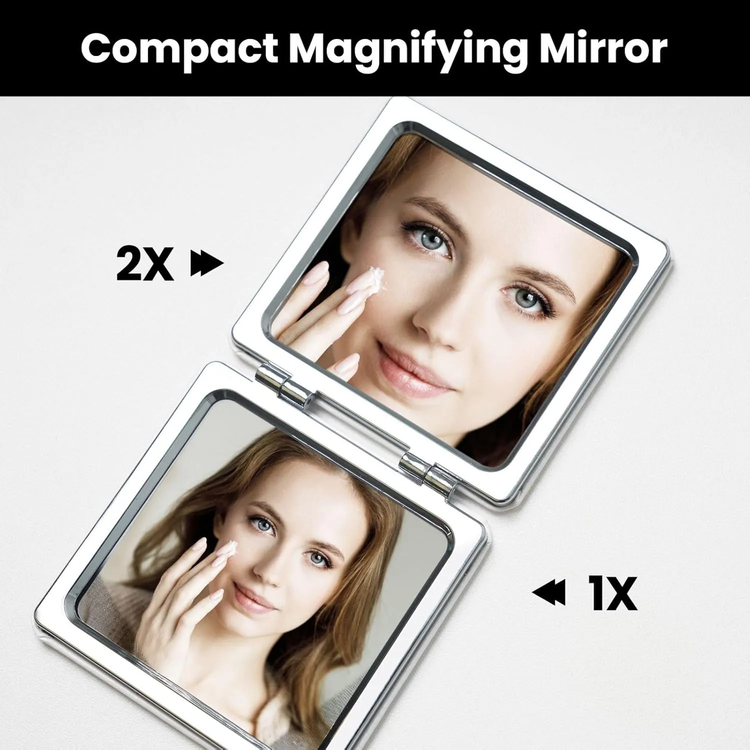 Holiday Home Deer Hunting Printed Square Pocket Makeup Mirror with 1X/2X Magnification, Portable Mini Travel Makeup Mirror for Travel Daily Work Beauty