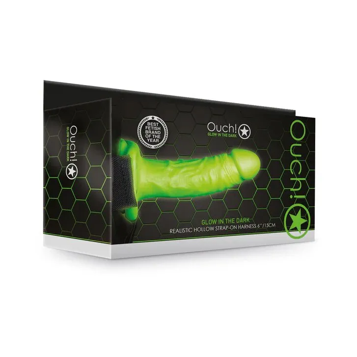 Hollow Strap-On Harness with 6" Glow in the Dark Dildo